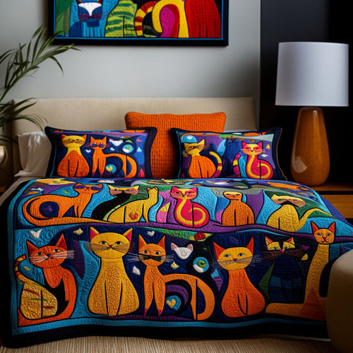 Catnap Kingdom 3-Piece Quilted Bedding Set - Single (59" x 70")