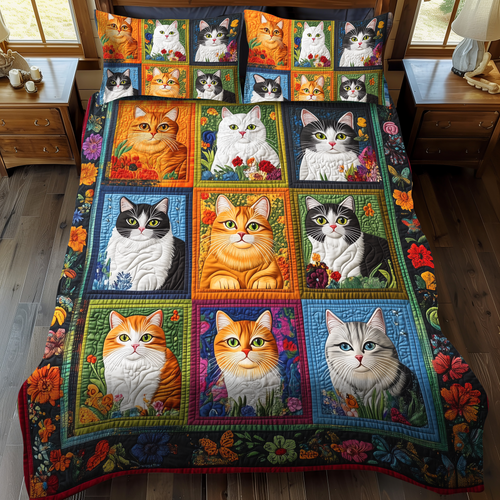 Cattitude Chic 3-Piece Quilted Bedding Set - Single (59" x 70")