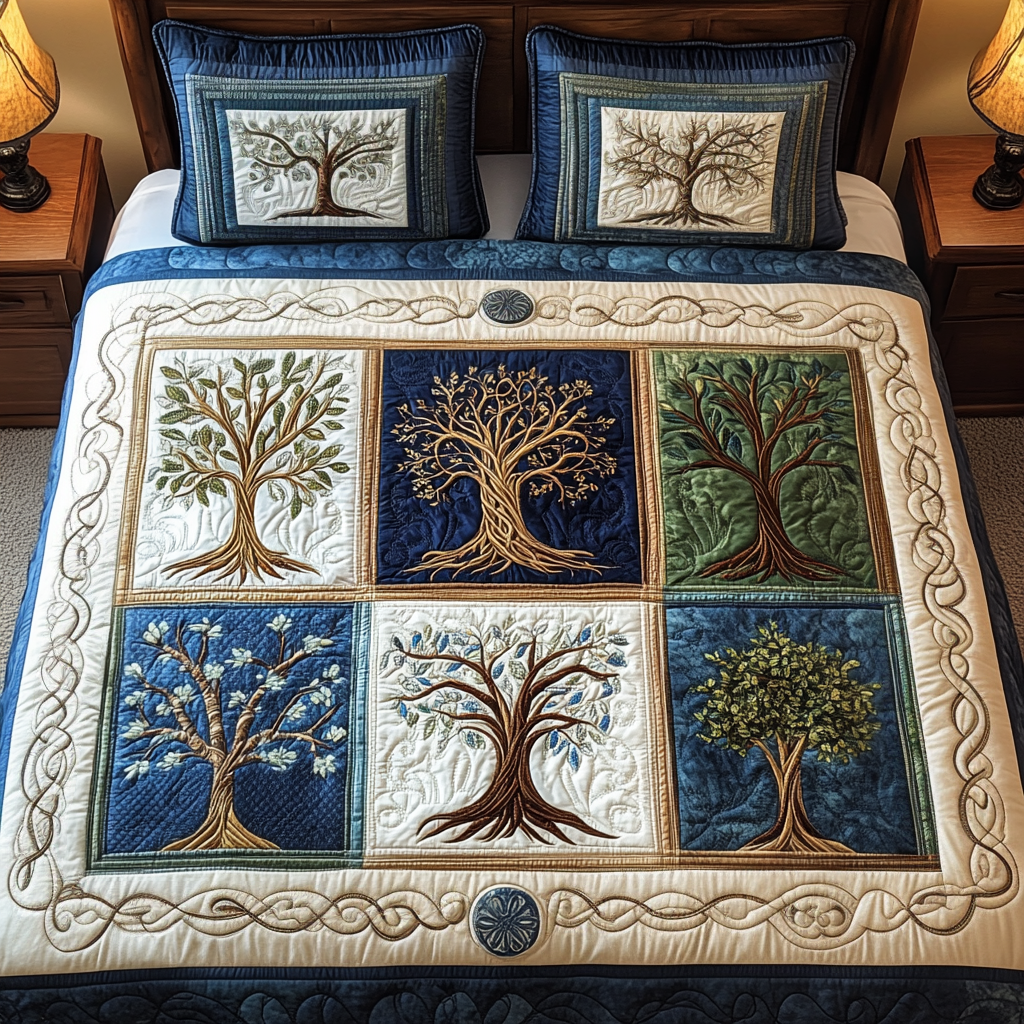 Celestial Arbor Quilt 3-Piece Quilted Bedding Set - Single (59" x 70")
