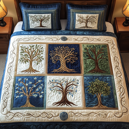 Celestial Arbor Quilt 3-Piece Quilted Bedding Set - Single (59" x 70")
