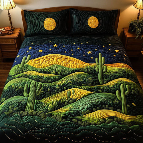 Celestial Cacti 3-Piece Quilted Bedding Set - Single (59" x 70")