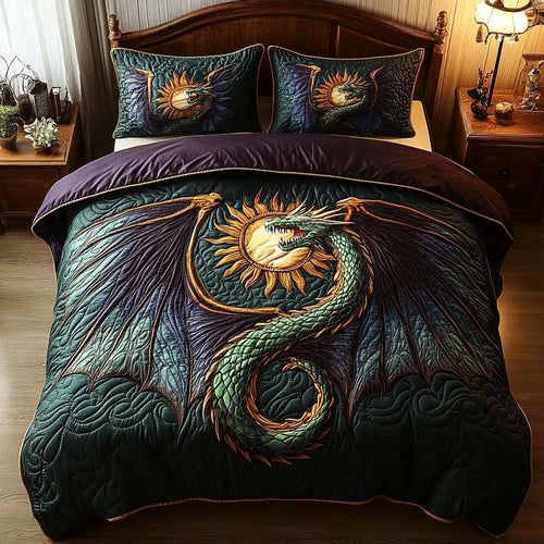 Celestial Dragon 3-Piece Quilted Bedding Set - Single (59" x 70")