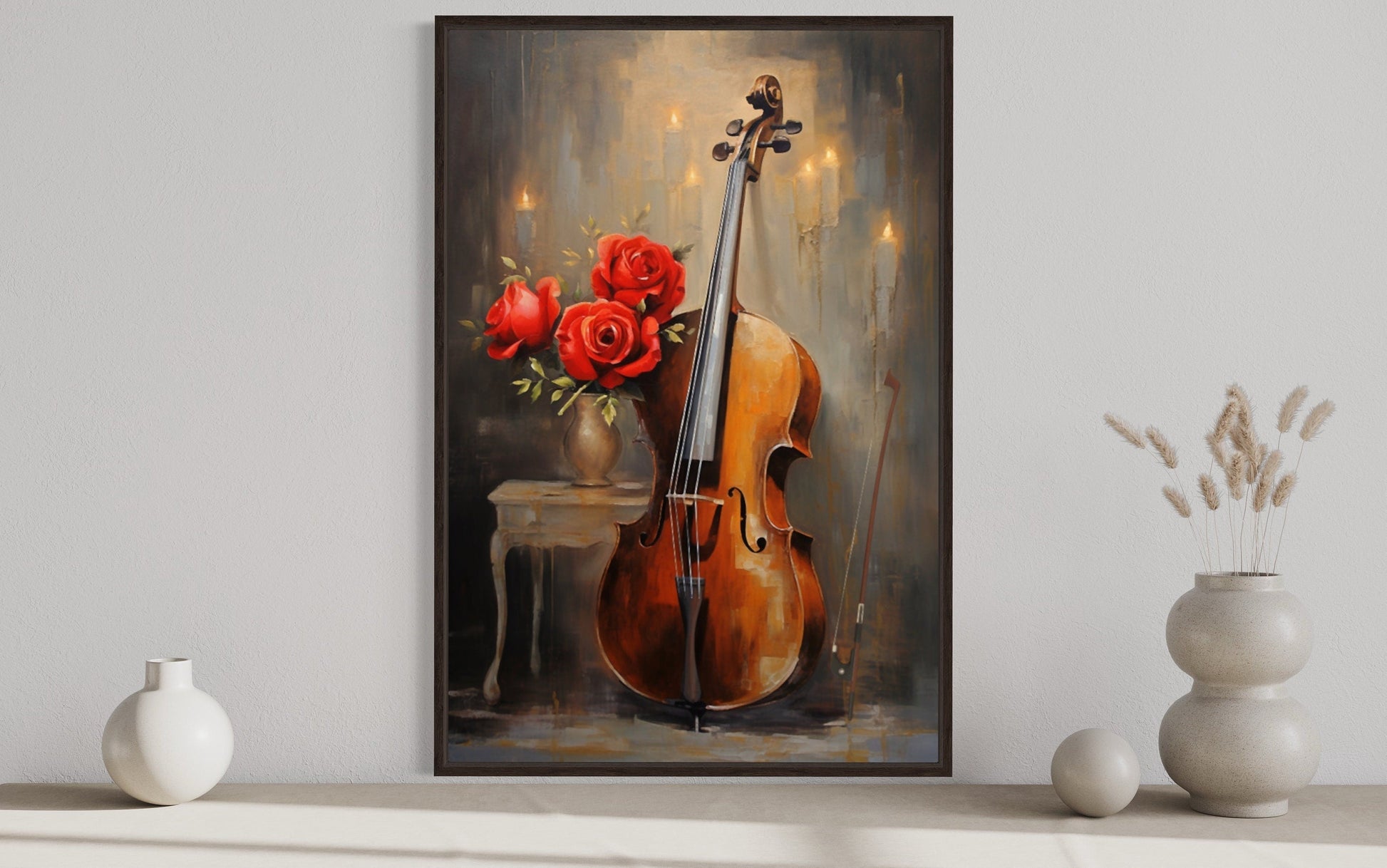 Cello Painting Classical Music Framed Canvas Wall Art