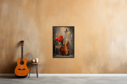 Cello Painting Classical Music Framed Canvas Wall Art