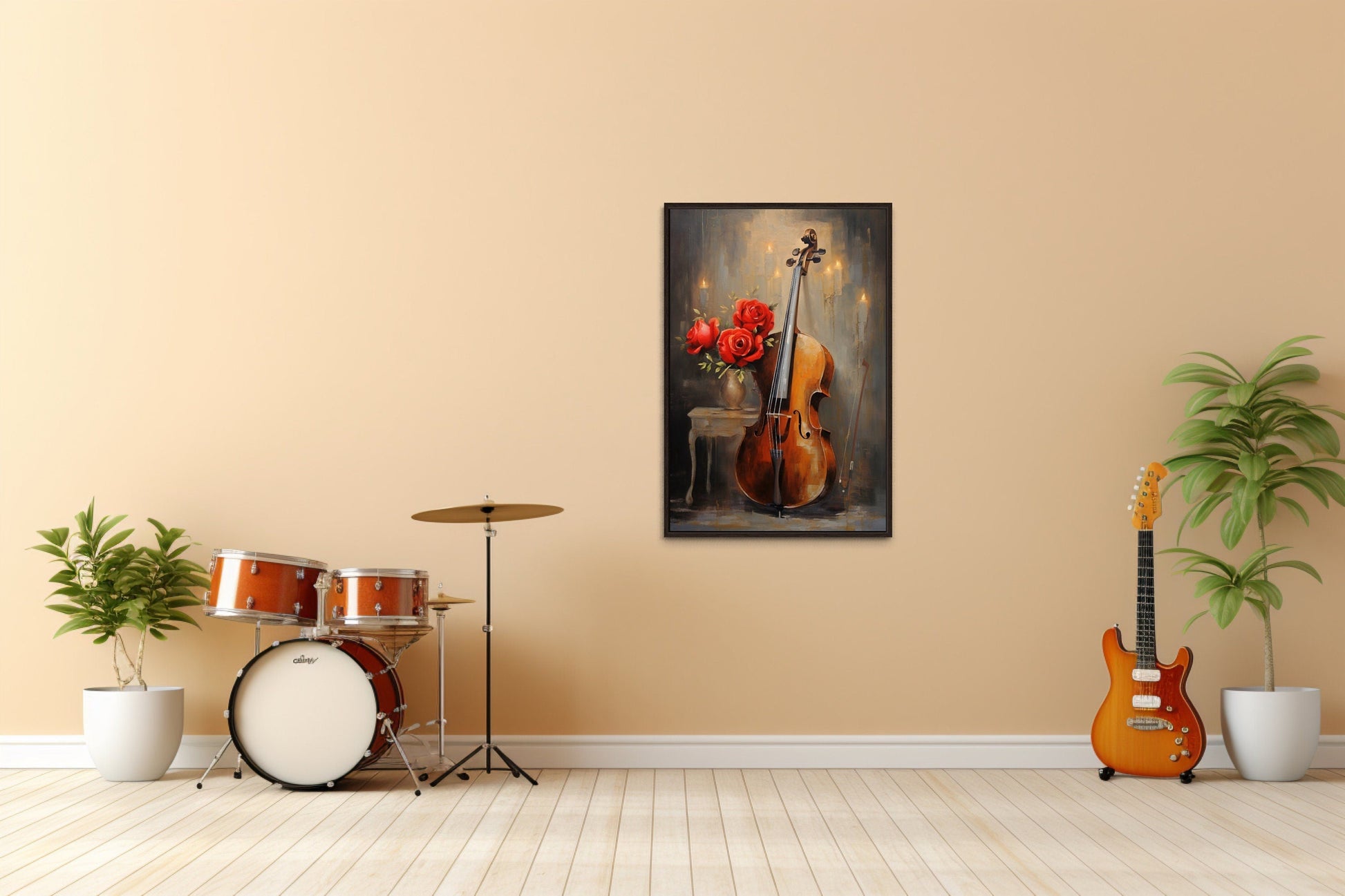 Cello Painting Classical Music Framed Canvas Wall Art