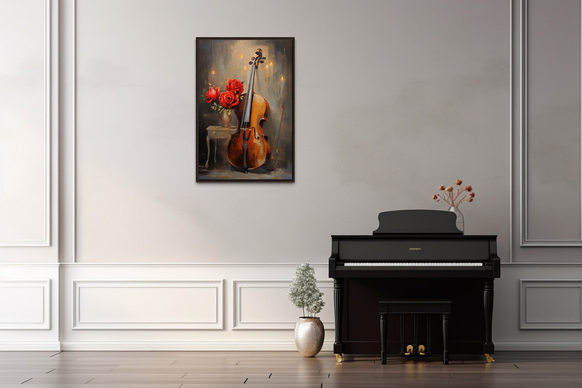 Cello Painting Classical Music Framed Canvas Wall Art