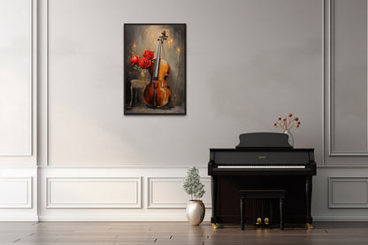 Cello Painting Classical Music Framed Canvas Wall Art