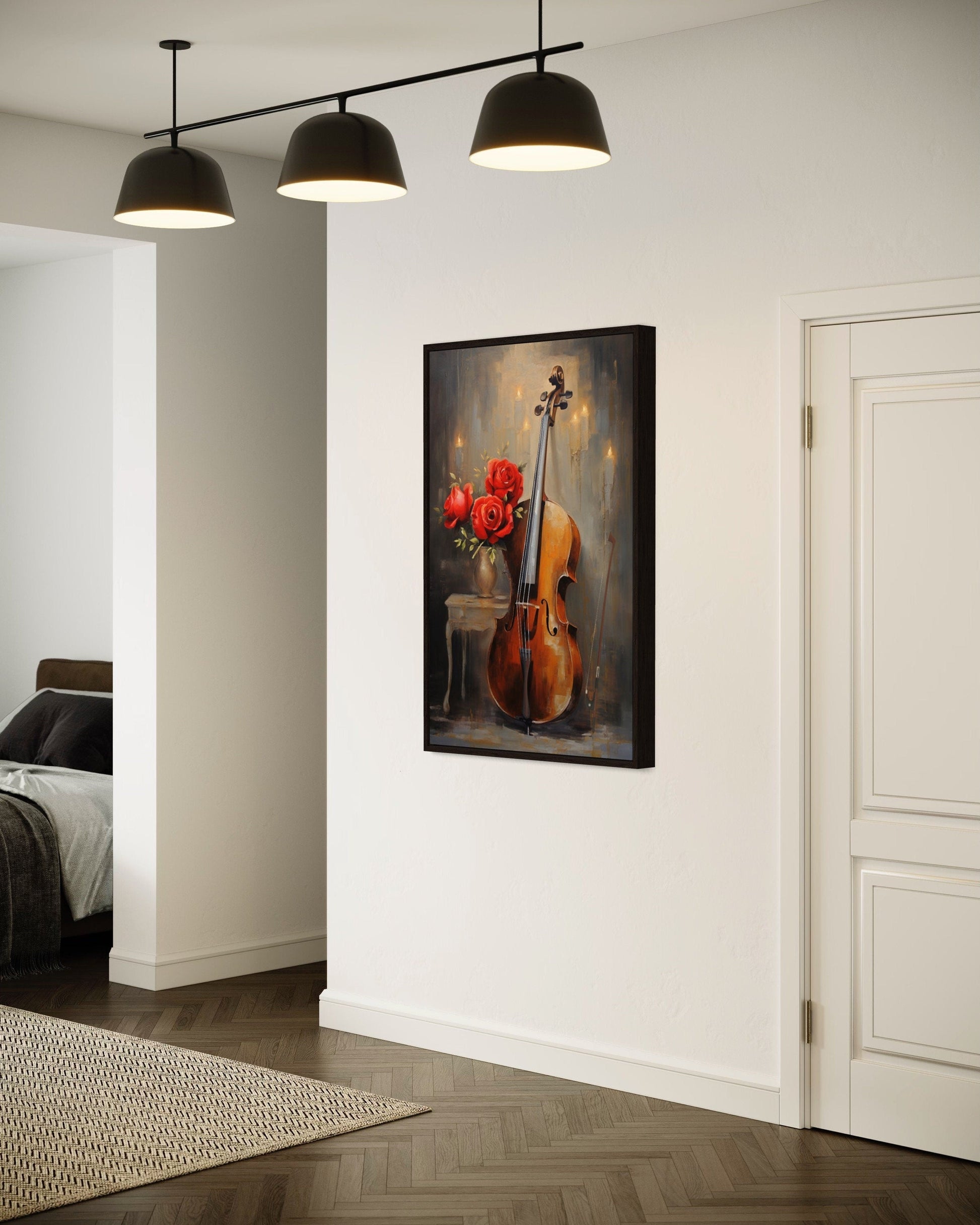 Cello Painting Classical Music Framed Canvas Wall Art