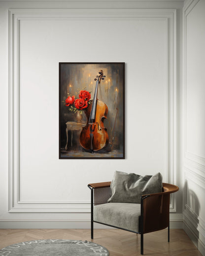 Cello Painting Classical Music Framed Canvas Wall Art