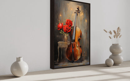Cello Painting Classical Music Framed Canvas Wall Art