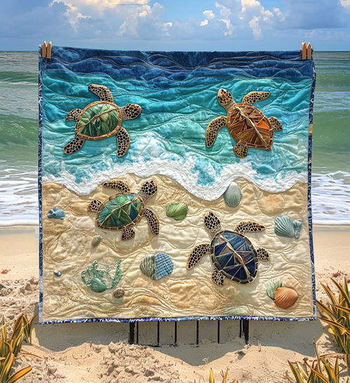 Ceramic Turtle Art Quilt Hanging - Baby (30" x 40")