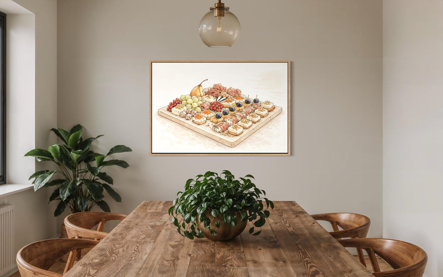 Charcuterie Board Wall Art – Elegant Dining Room Canvas Print with Neutral Tones
