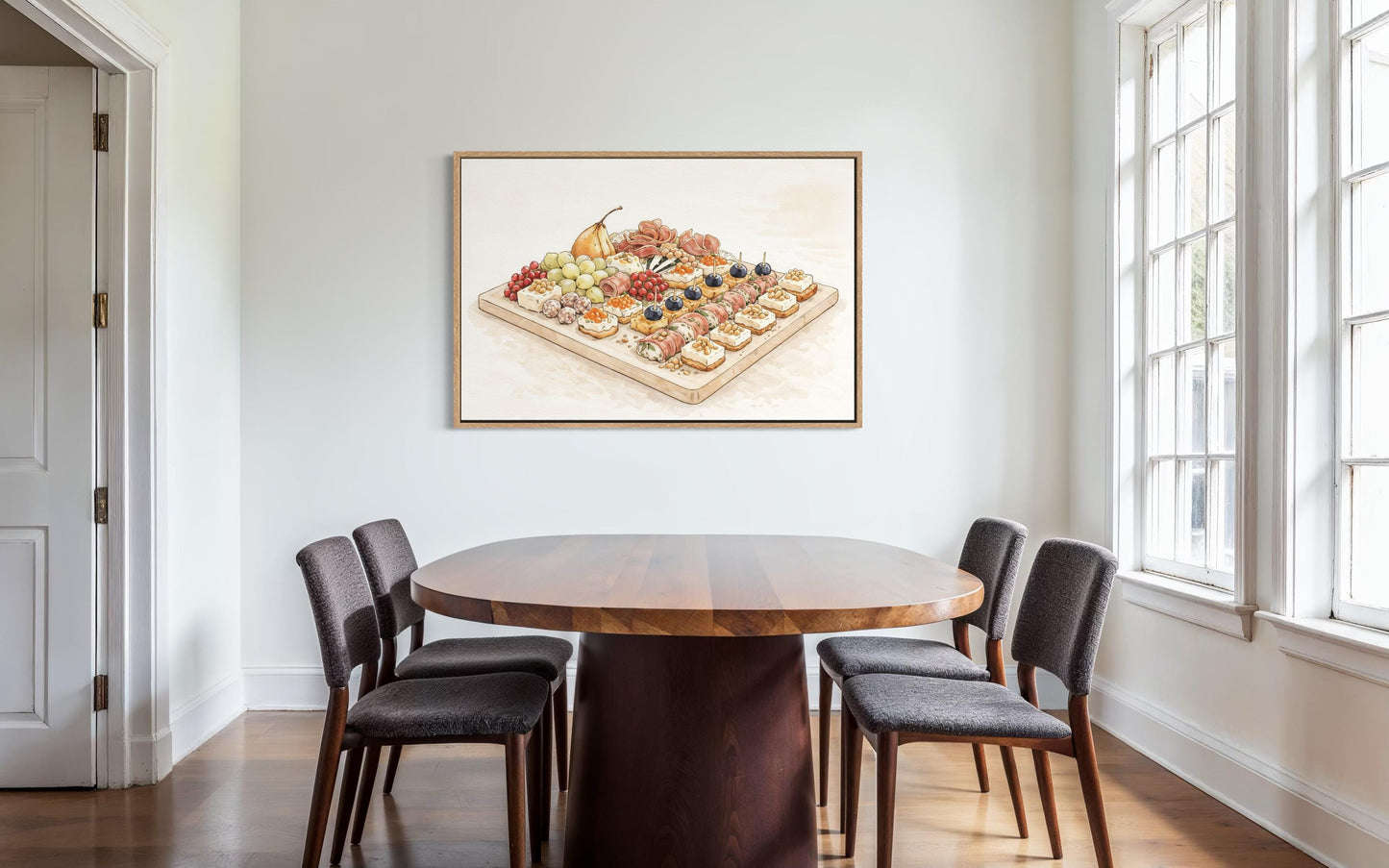 Charcuterie Board Wall Art – Elegant Dining Room Canvas Print with Neutral Tones
