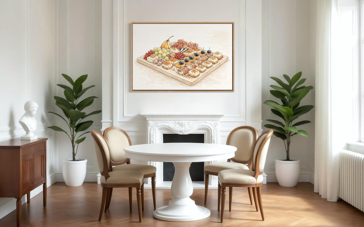 Charcuterie Board Wall Art – Elegant Dining Room Canvas Print with Neutral Tones