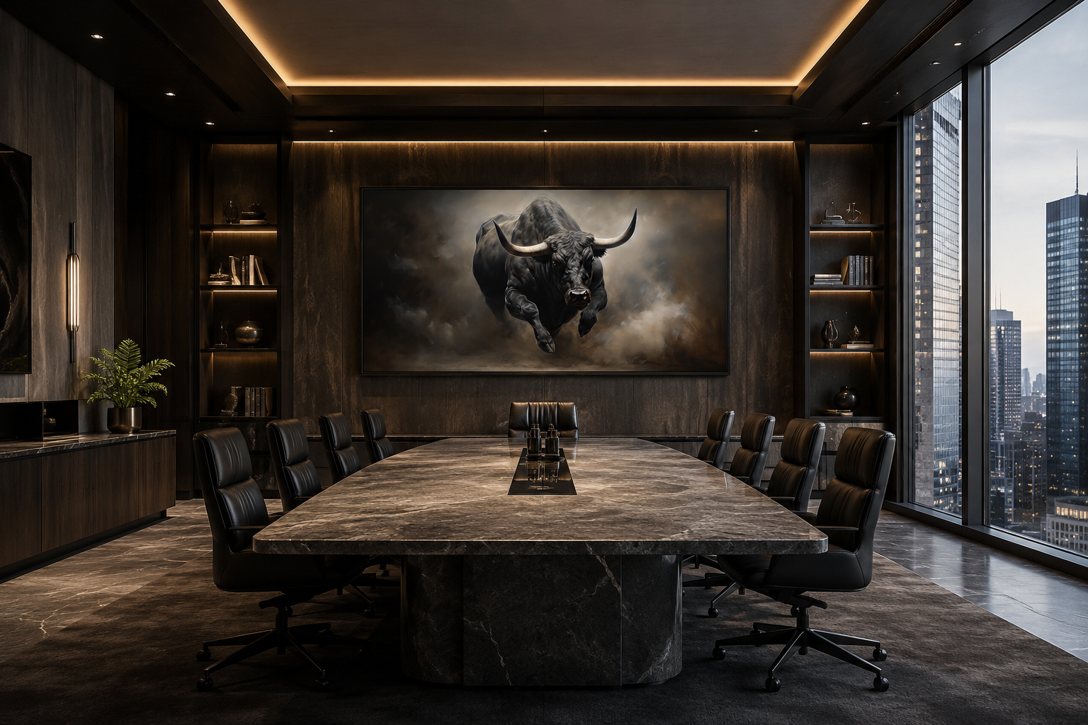 Charging Bull Wall Art - Bold Framed Canvas Print | Rustic Man Cave Decor