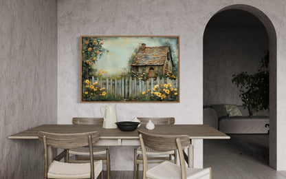 Charming Cottage Garden Rustic Floral Canvas Wall Art