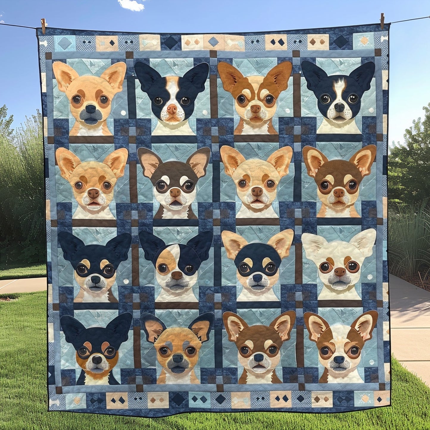 Charming Chihuahua Quilted Blanket - Throw (55" x 60")