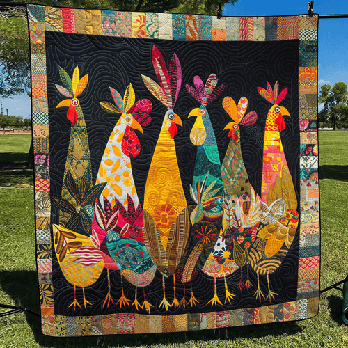 Charming Rooster Quilted Blanket - Throw (55" x 60")