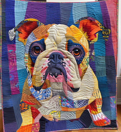 Charming Bulldog Dreams Quilted Blanket - Throw (55" x 60")