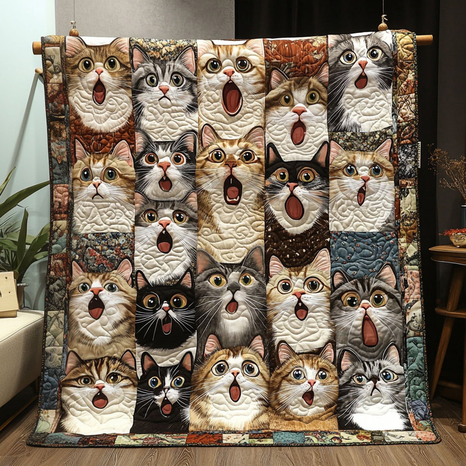 Charming Cats Quilted Blanket - Throw (55" x 60")