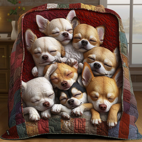 Charming Chihuahuas Quilted Blanket - Throw (55" x 60")