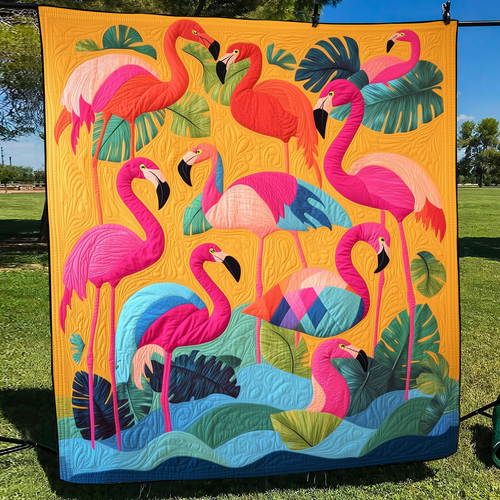 Charming Flamingo Quilted Blanket - Throw (55" x 60")