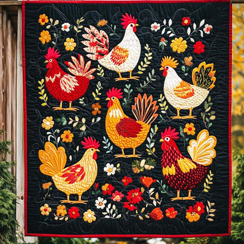 Charming Hens Quilted Blanket - Throw (55" x 60")