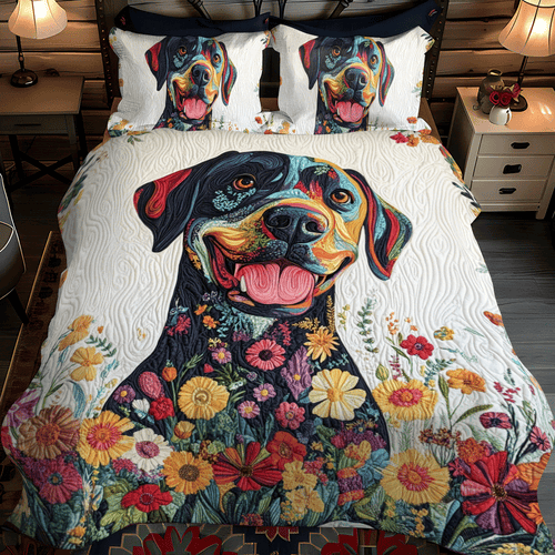 Charming Smiling Labrador 3-Piece Quilted Bedding Set - Single (59" x 70")