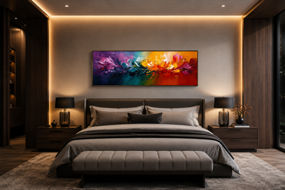 Burst of Color Long Horizontal Rainbow Canvas Wall Art