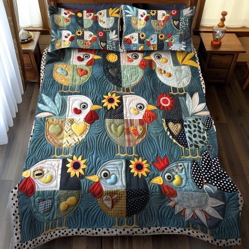 Cheerful Chicks 3-Piece Quilted Bedding Set - Single (59" x 70")