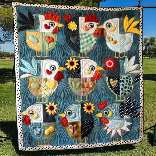 Cheerful Chicks Quilted Blanket - Throw (55" x 60")