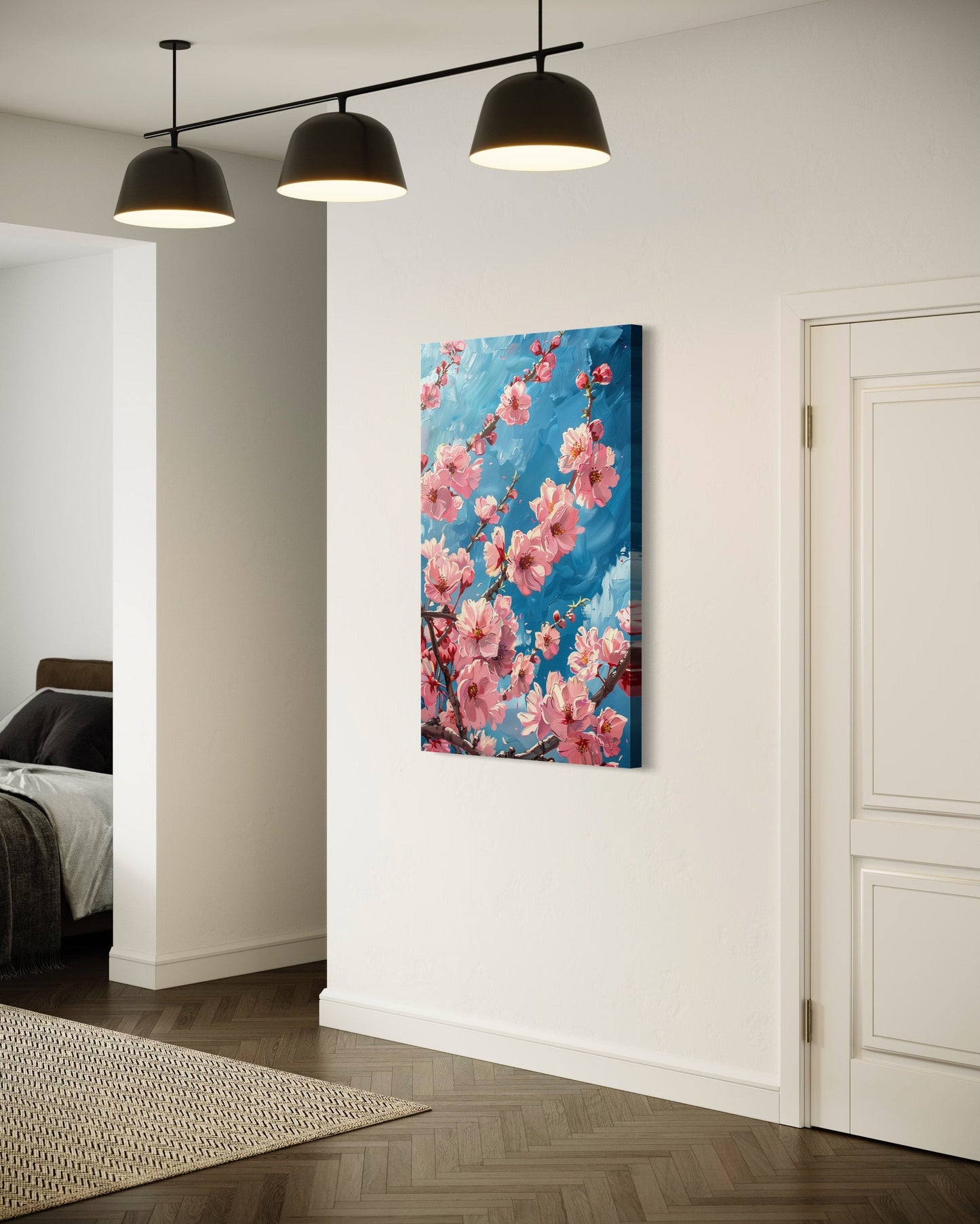Cherry Blossom Sakura Branch Framed Canvas Wall Art