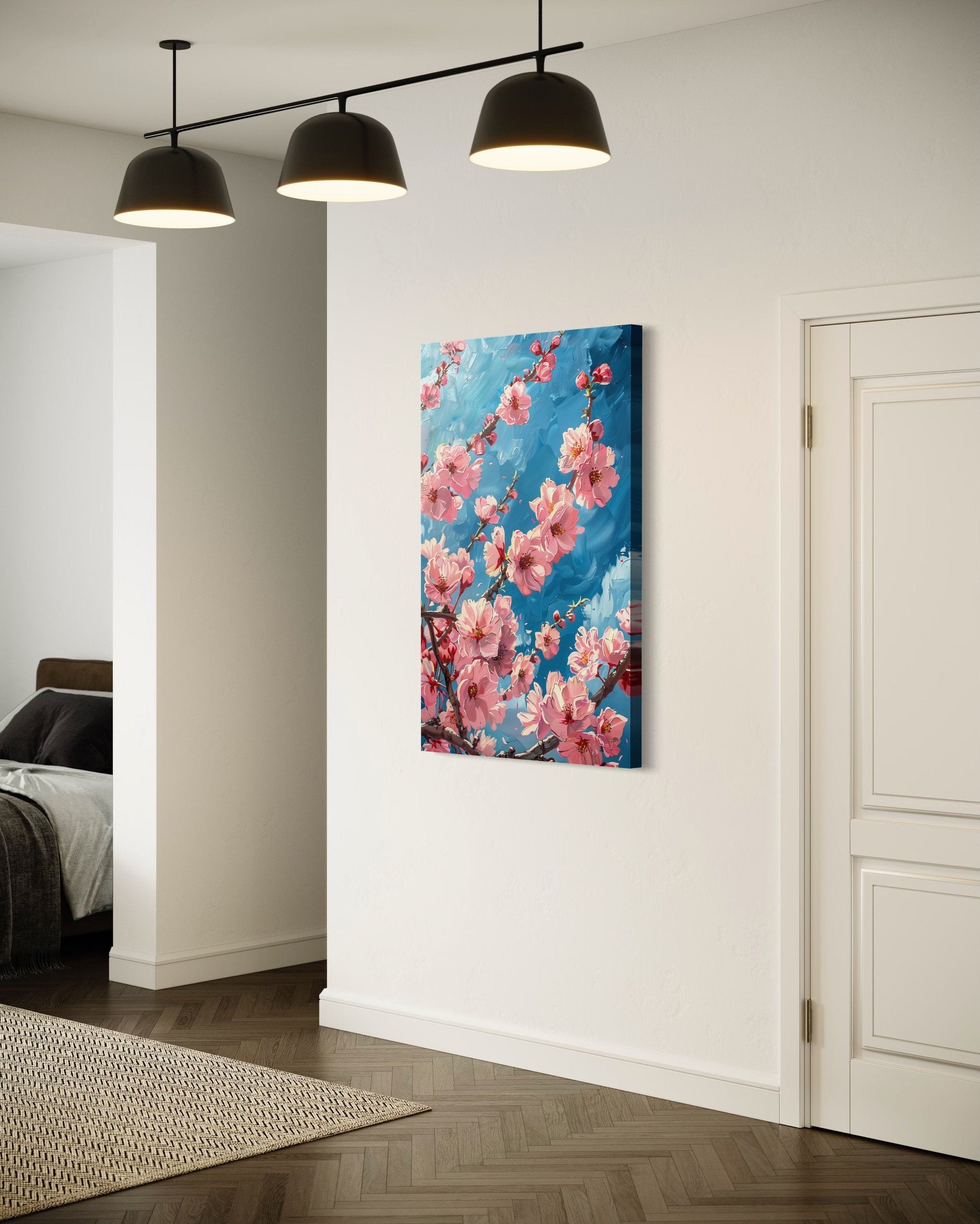 Cherry Blossom Sakura Branch Framed Canvas Wall Art