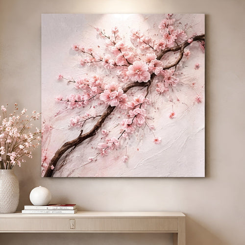 Cherry Blossom Branch — Pink On White