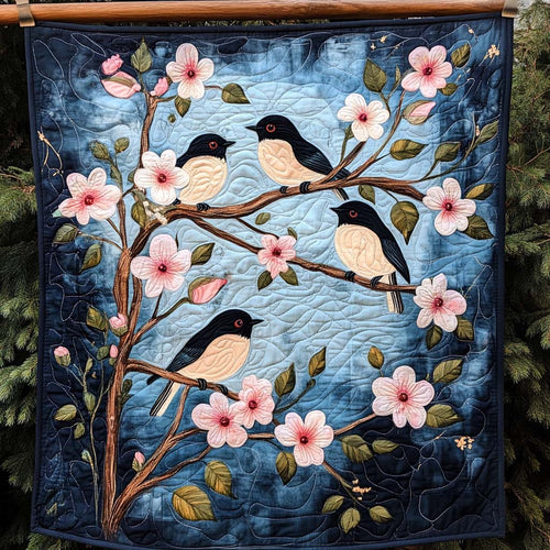 Cherry Blossoms Quilted Blanket - Throw (55" x 60")