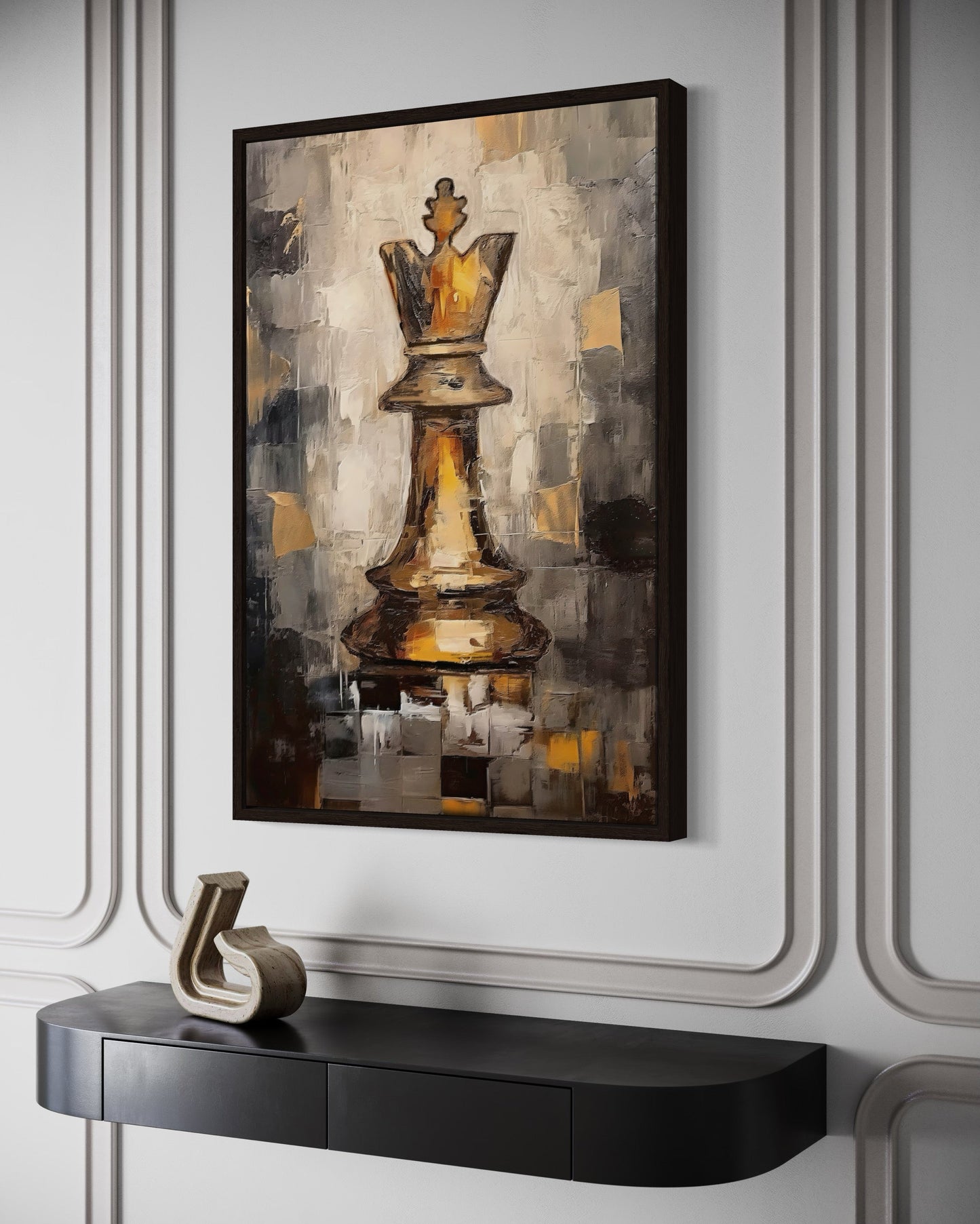 Chess King Framed Canvas Wall Art For Mens Office Decor