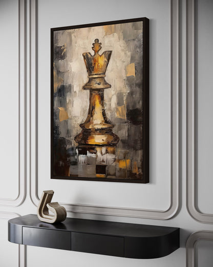 Chess King Framed Canvas Wall Art For Mens Office Decor