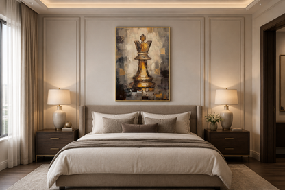 Chess King Framed Canvas Wall Art For Mens Office Decor