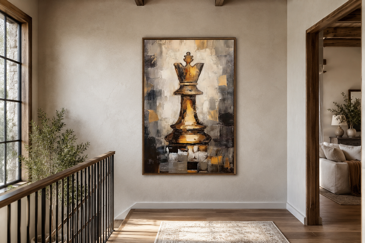 Chess King Framed Canvas Wall Art For Mens Office Decor
