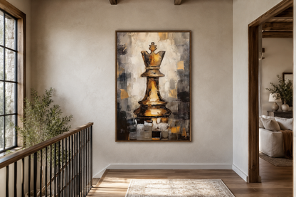 Chess King Framed Canvas Wall Art For Mens Office Decor