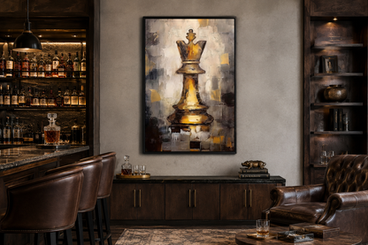 Chess King Framed Canvas Wall Art For Mens Office Decor