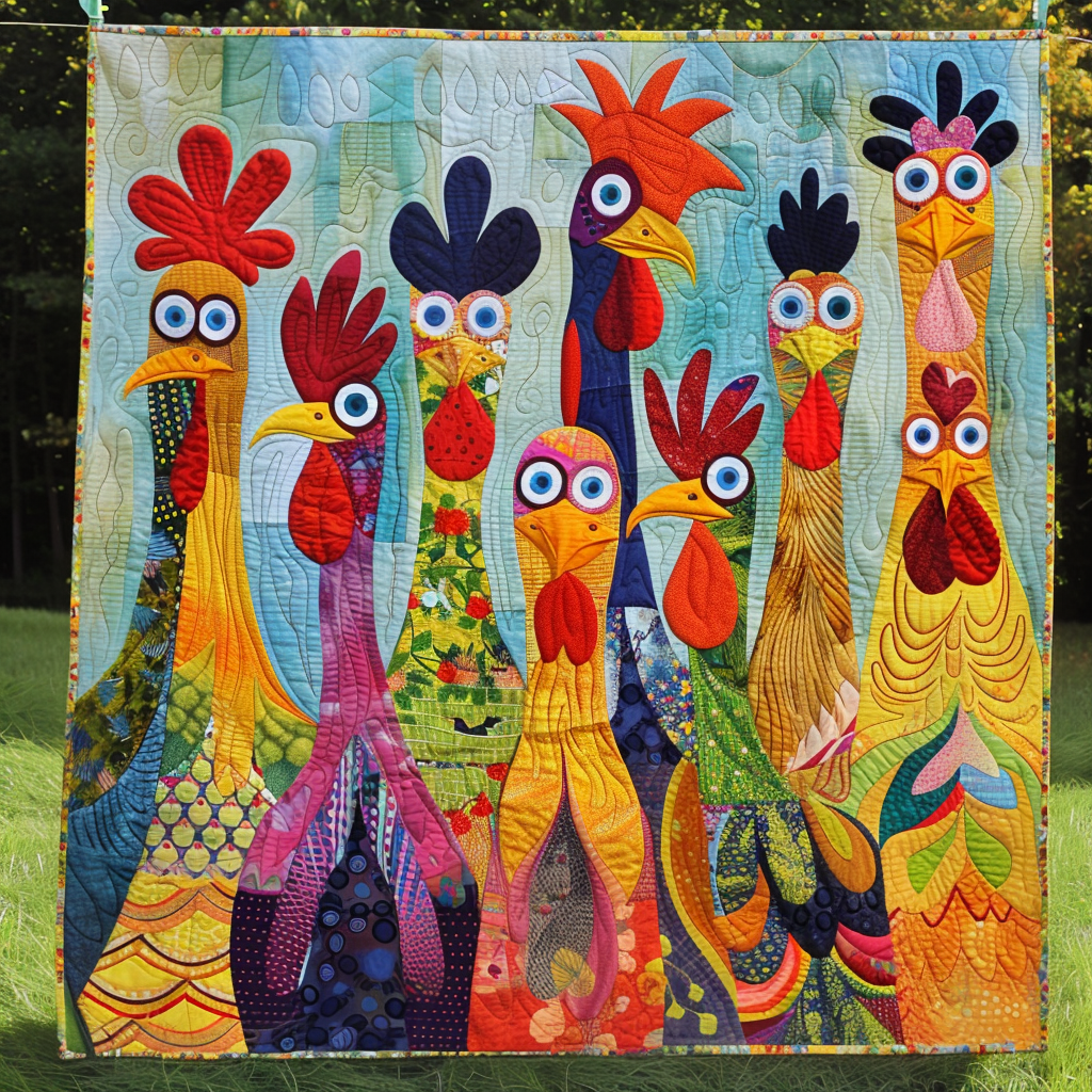 Throw (55'' x 60'') /Chicken Vibrant Village Quilted Blanket