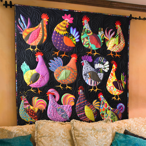 Chicken Hues Harmony Quilted Blanket - Throw (55" x 60")
