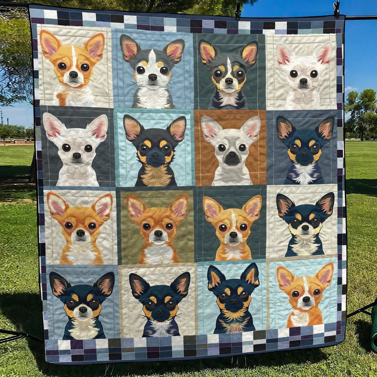 Chihuahua Portraits Quilted Blanket - Throw (55" x 60")