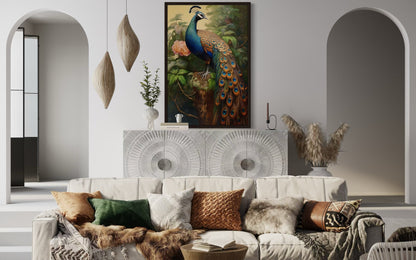 Chinese Peacock Framed Canvas Wall Art