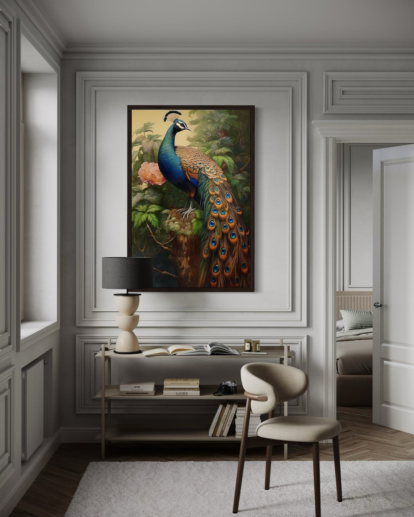 Chinese Peacock Framed Canvas Wall Art