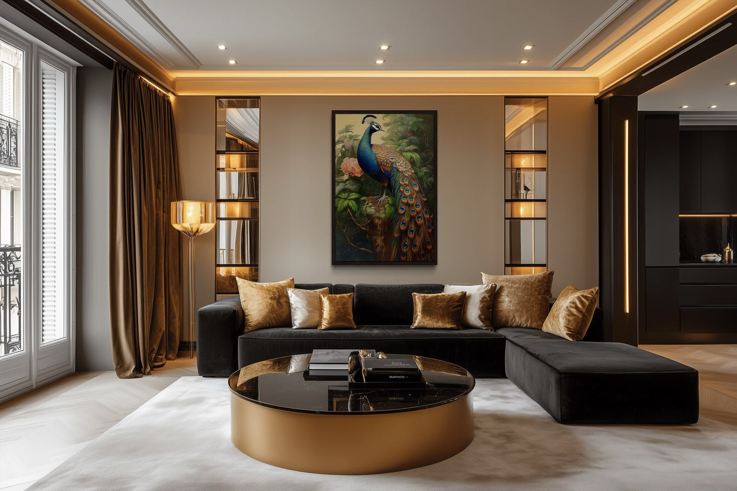 Chinese Peacock Framed Canvas Wall Art