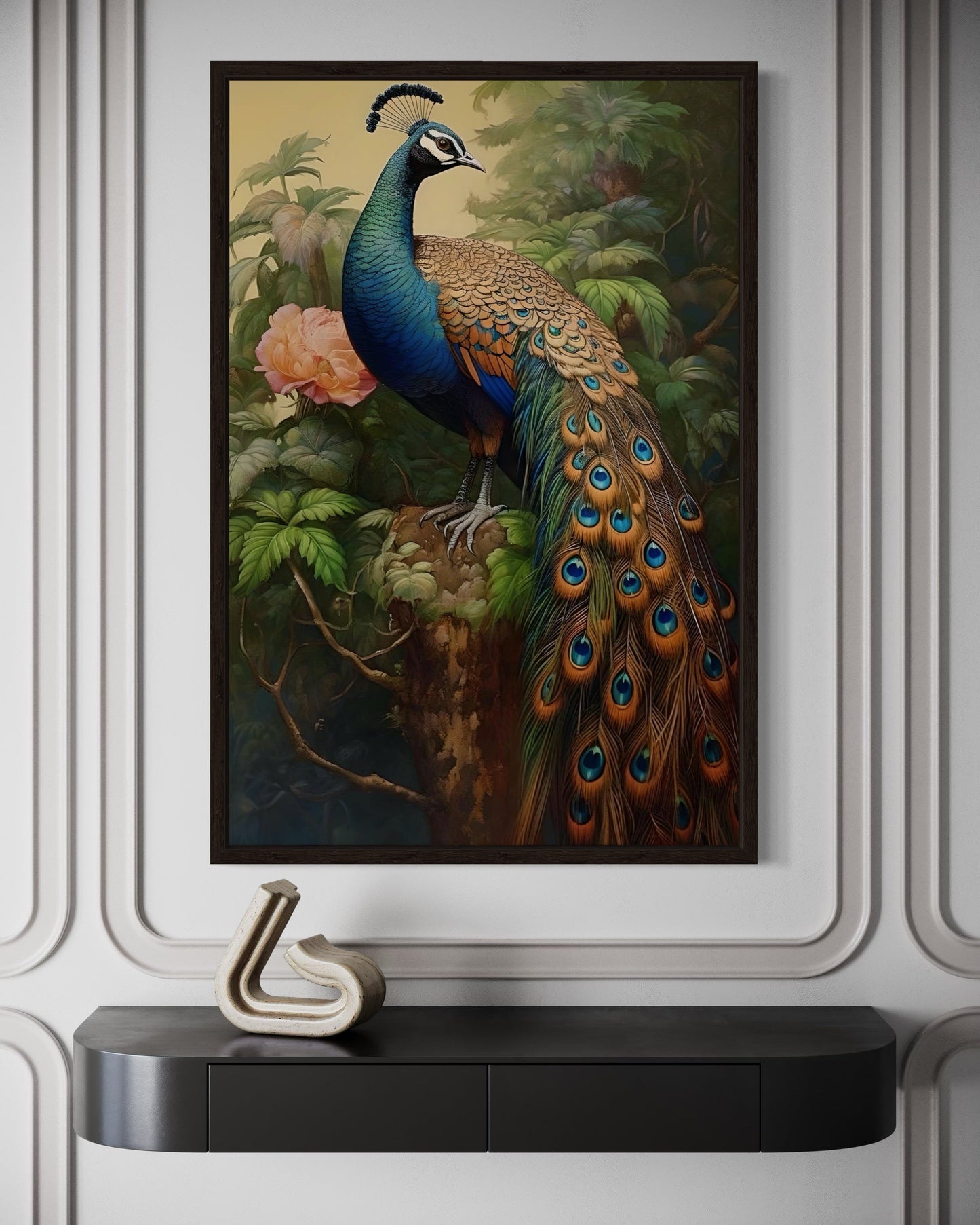 Chinese Peacock Framed Canvas Wall Art