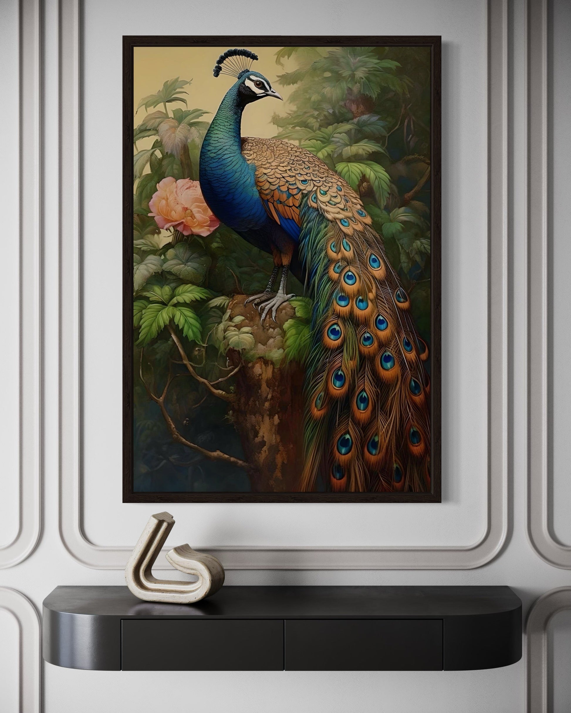 Chinese Peacock Framed Canvas Wall Art