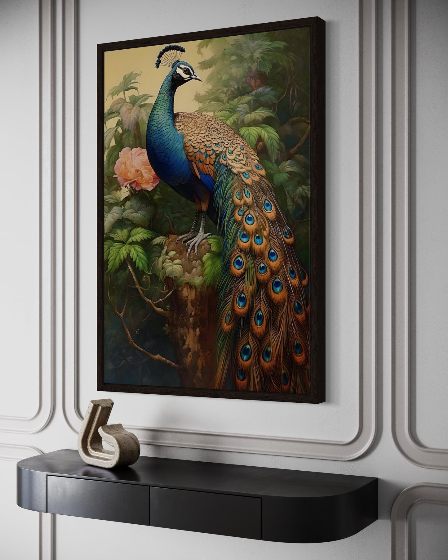 Chinese Peacock Framed Canvas Wall Art